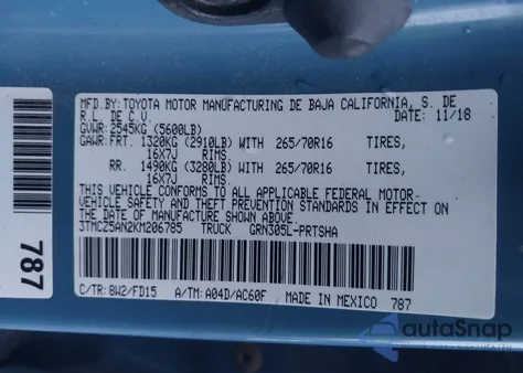 2019 Toyota Tacoma Trd Off Road from USA, damaged, VIN 3TMCZ5AN2KM206785